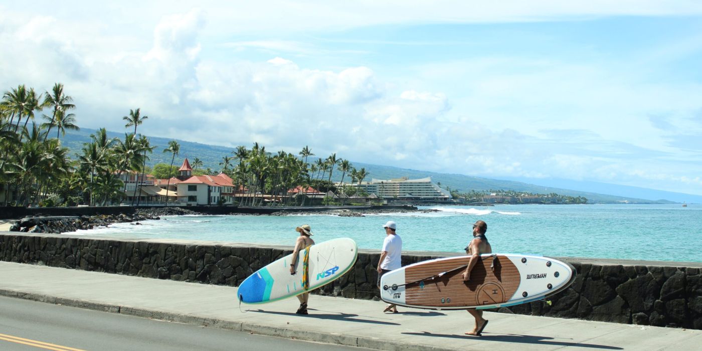 Surfing in Kona, Hawaii