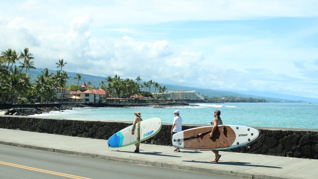 Surfing in Kona, Hawaii